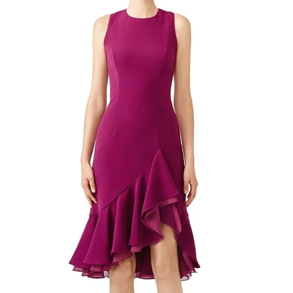 Slate & Willow Dresses & Skirts - Slate & Willow Cranberry Alexis Midi Ruffle Flounce Dress Purple Women's Size 4